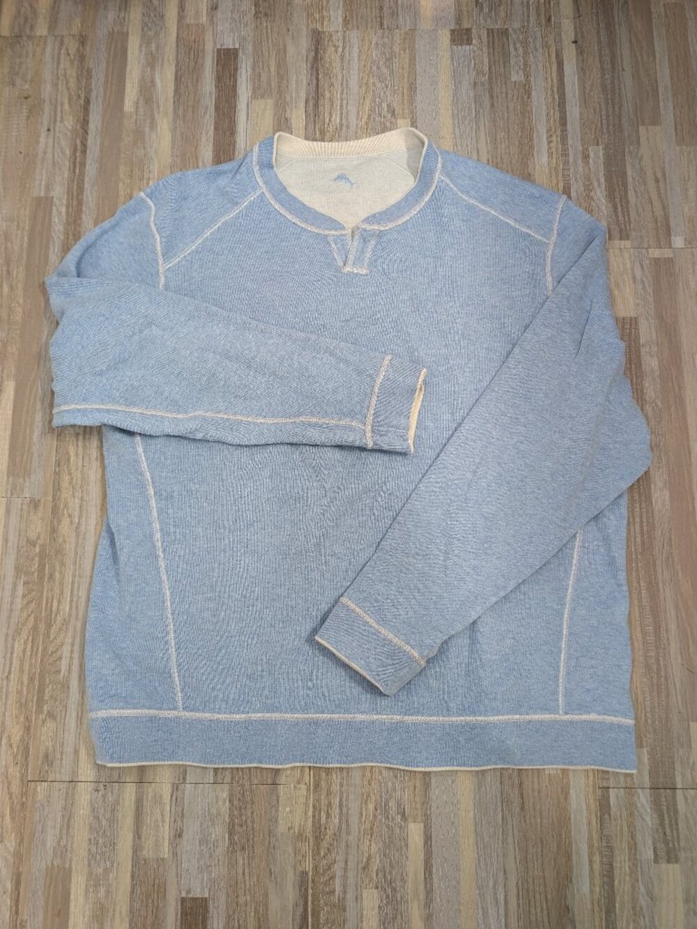 Tommy Bahama Flip Coast Reversible Abaco Sweatshirt Blue & Cream Men's Size XL